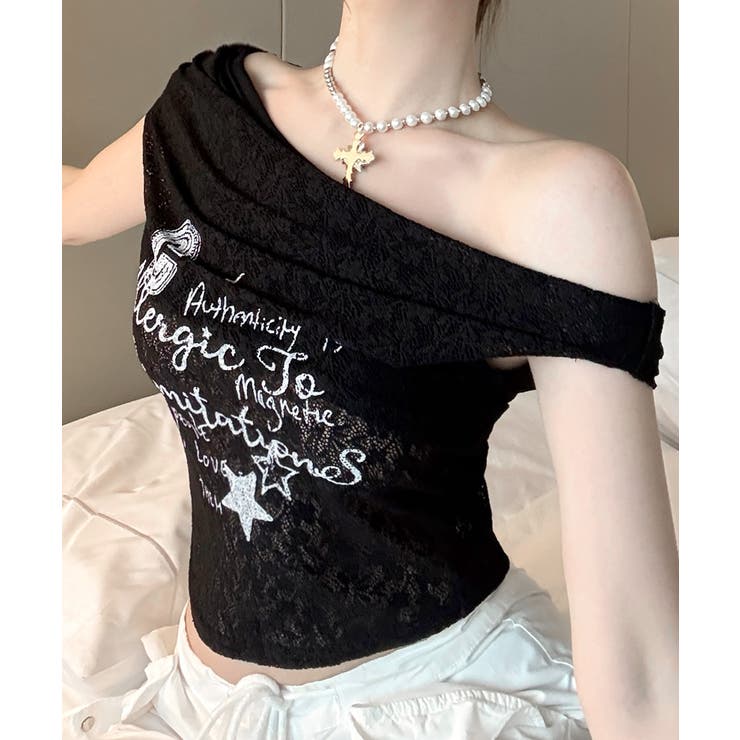 オフショルロゴレーストップス ワンショル ロゴプリント | Riff | 詳細画像22 