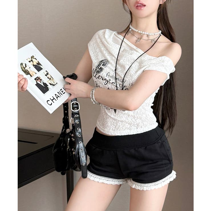 オフショルロゴレーストップス ワンショル ロゴプリント | Riff | 詳細画像4 