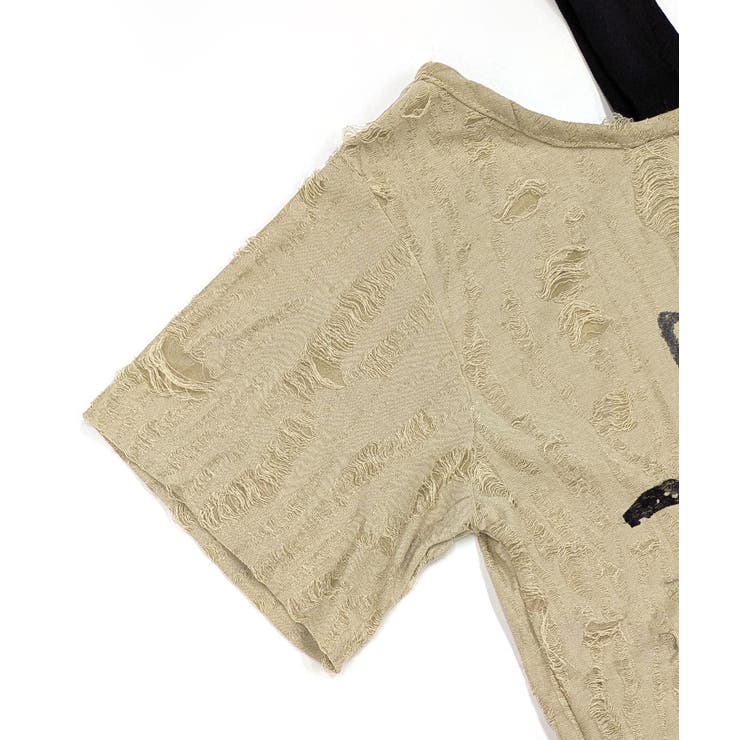 ワンショルダーバタフライ半袖Tシャツ ロゴプリント ワッペン | Riff | 詳細画像22 