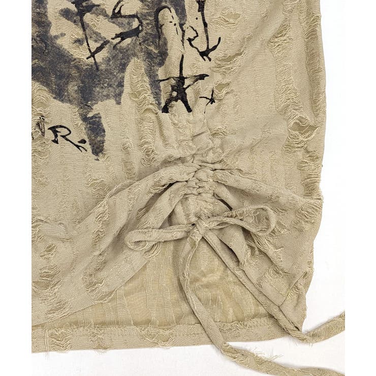 ワンショルダーバタフライ半袖Tシャツ ロゴプリント ワッペン | Riff | 詳細画像23 