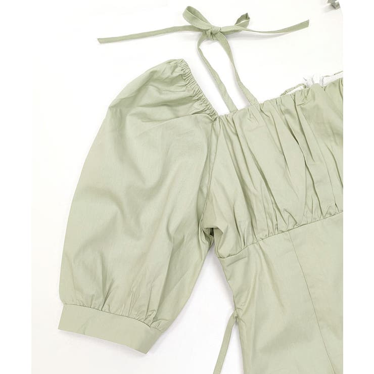 オフショルダーリボンミニワンピース パフスリーブ ショート丈ワンピース | Riff | 詳細画像17 