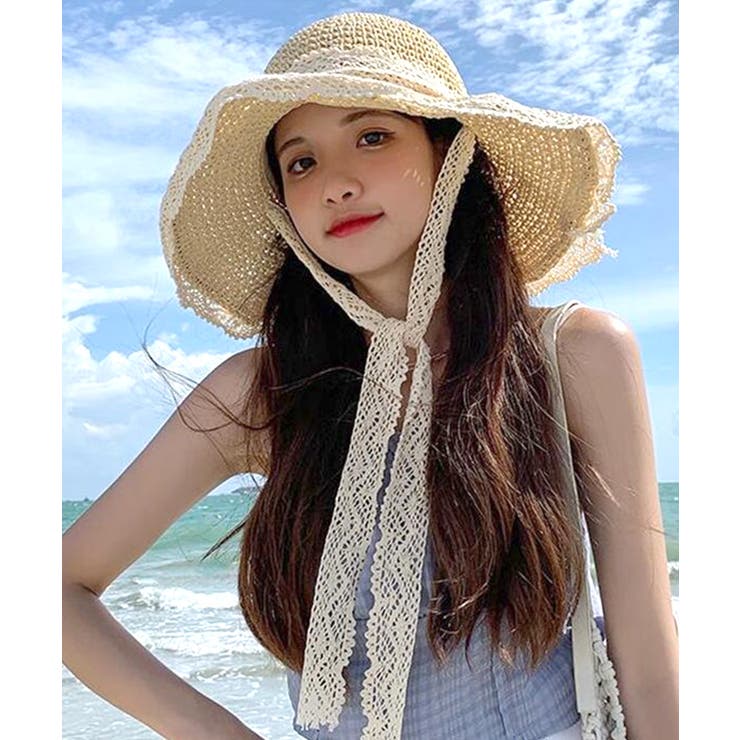 麦わら帽子 縁レース ストローハット | Riff | 詳細画像7 