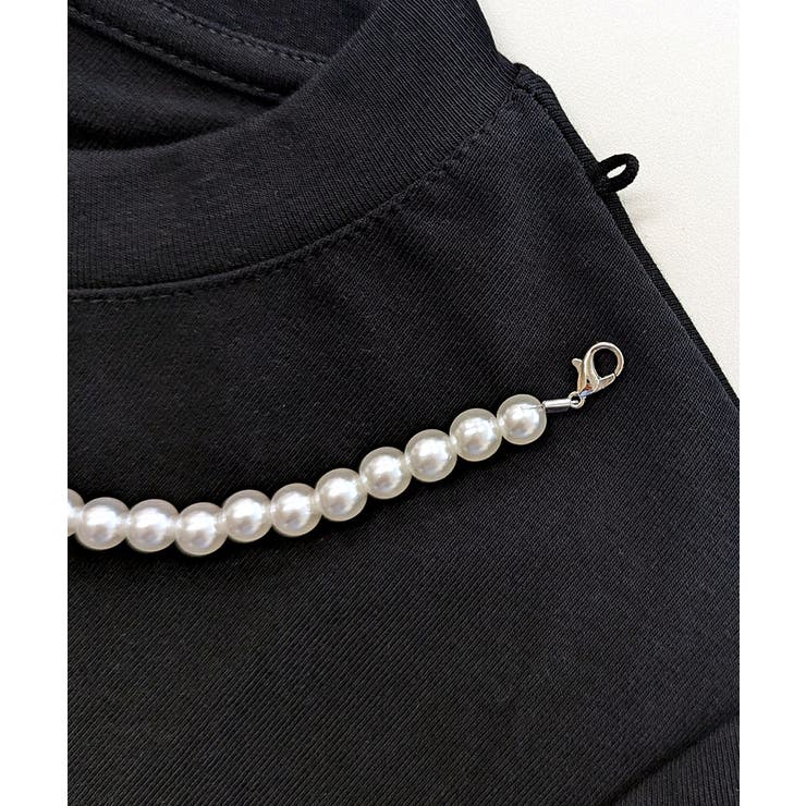 パールリボン付き半袖ロゴTシャツ チャーム付き クルーネック | Riff | 詳細画像23 