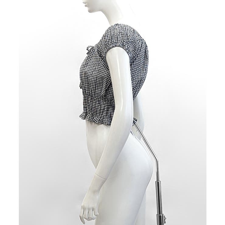 オフショルシャーリング半袖トップス パフスリーブ リボン | Riff | 詳細画像27 