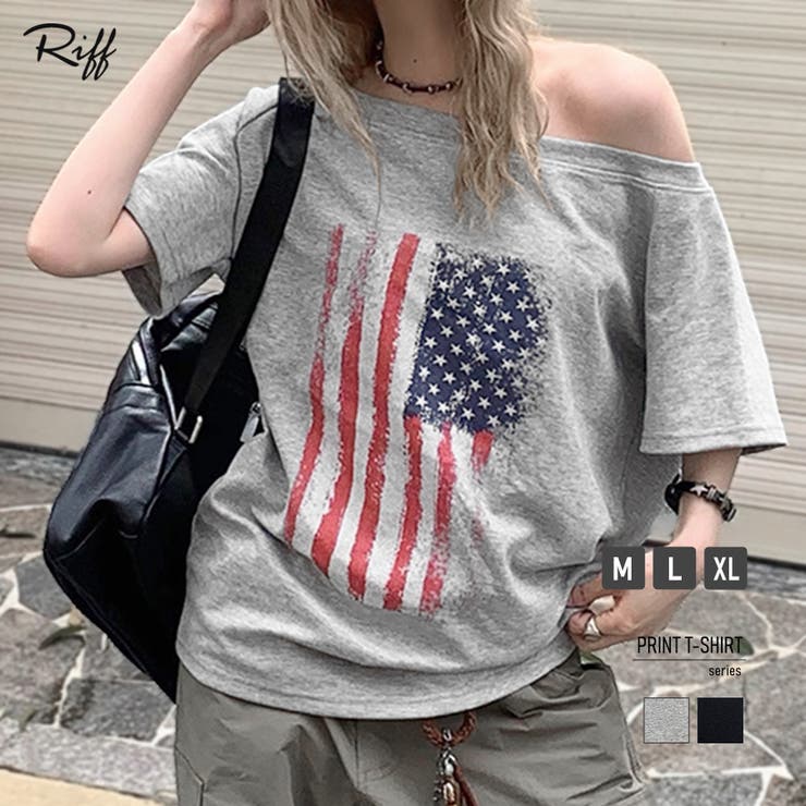 星条旗Tシャツ プリントT ロゴ | Riff | 詳細画像1 