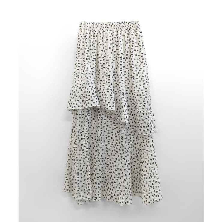 花柄サイドスリットフレアロングスカート ウエストゴム ティアードスカート | Riff | 詳細画像24 