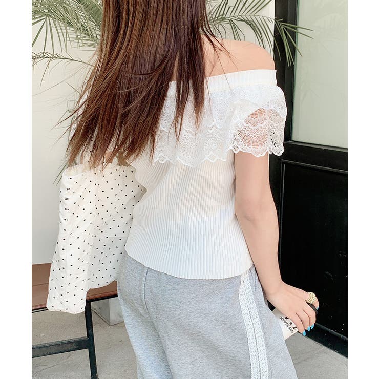 オフショルレースフリルトップス 2WAY フレンチスリーブ | Riff | 詳細画像11 