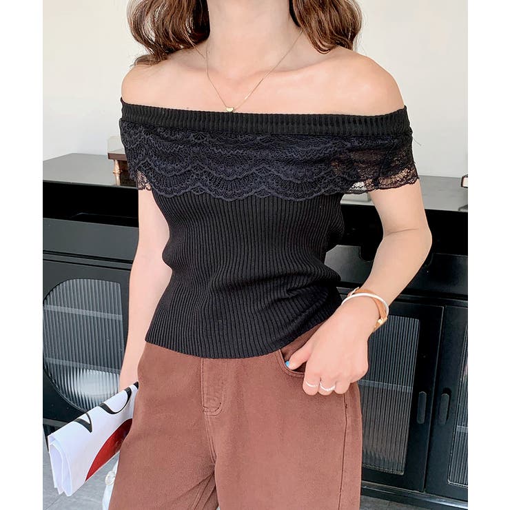 オフショルレースフリルトップス 2WAY フレンチスリーブ | Riff | 詳細画像24 