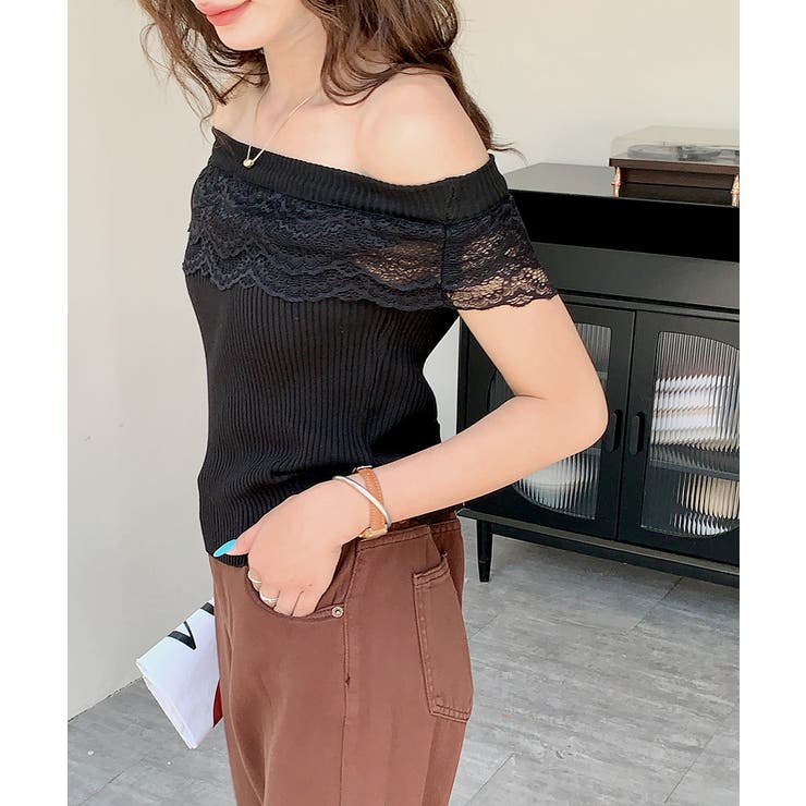 オフショルレースフリルトップス 2WAY フレンチスリーブ | Riff | 詳細画像25 