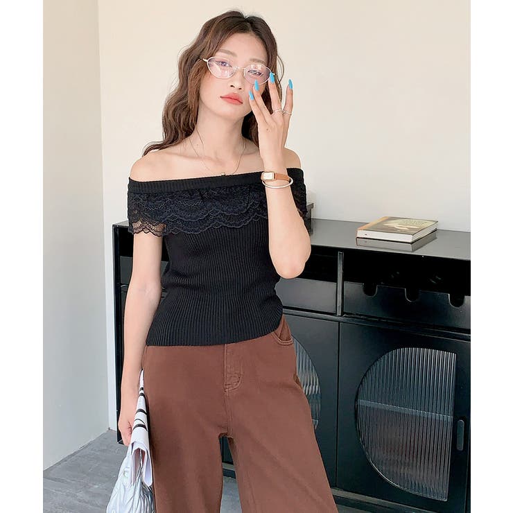 オフショルレースフリルトップス 2WAY フレンチスリーブ | Riff | 詳細画像28 