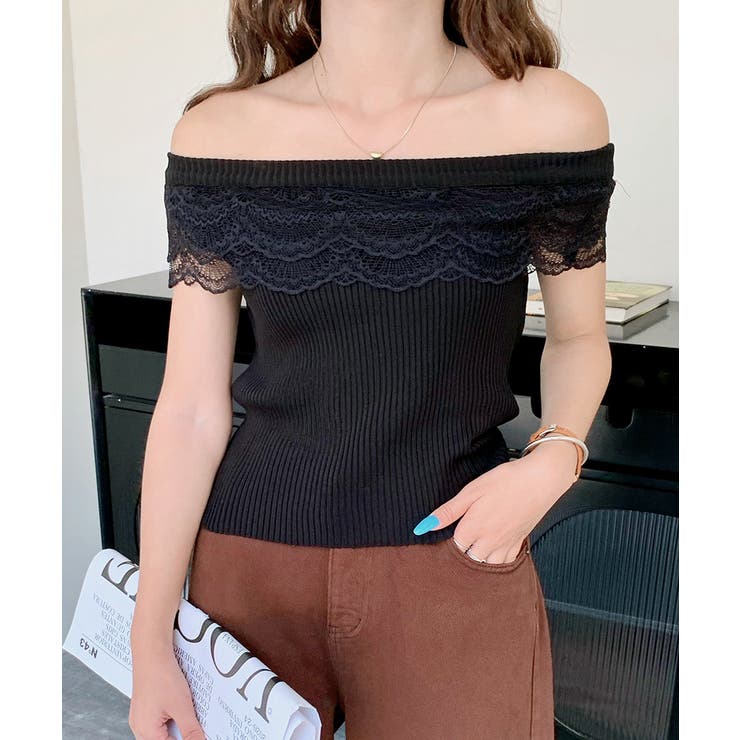 オフショルレースフリルトップス 2WAY フレンチスリーブ | Riff | 詳細画像29 