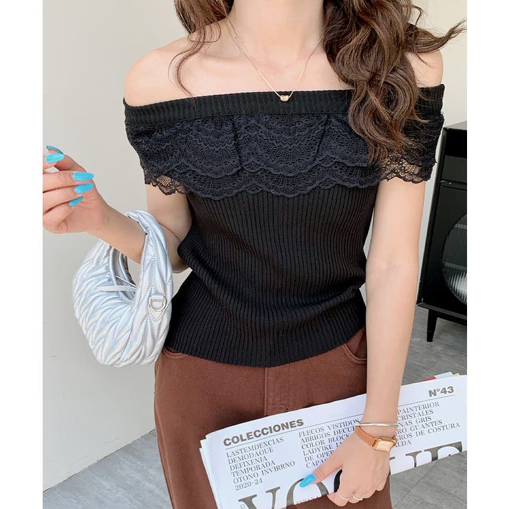 オフショルレースフリルトップス 2WAY フレンチスリーブ | Riff | 詳細画像31 