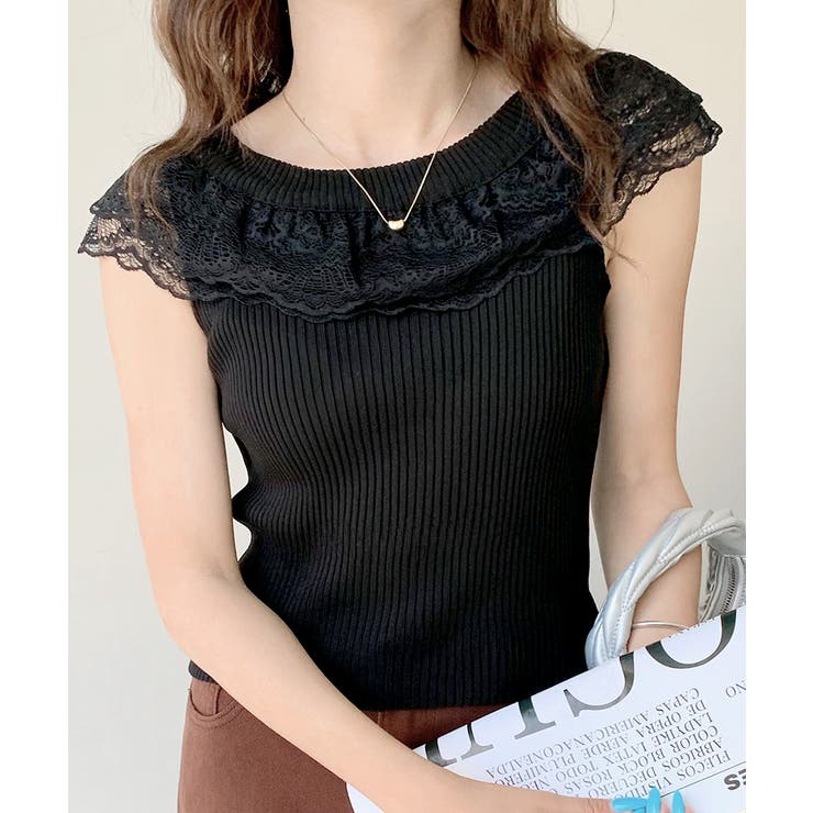 オフショルレースフリルトップス 2WAY フレンチスリーブ | Riff | 詳細画像33 