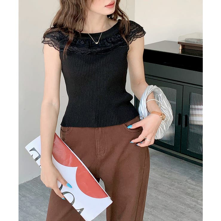 オフショルレースフリルトップス 2WAY フレンチスリーブ | Riff | 詳細画像34 