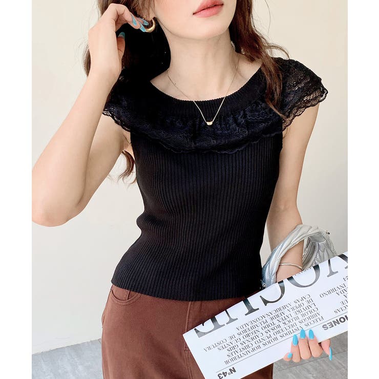 オフショルレースフリルトップス 2WAY フレンチスリーブ | Riff | 詳細画像35 