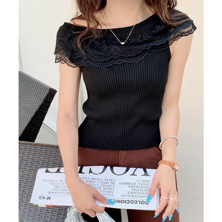 オフショルレースフリルトップス 2WAY フレンチスリーブ | Riff | 詳細画像38 