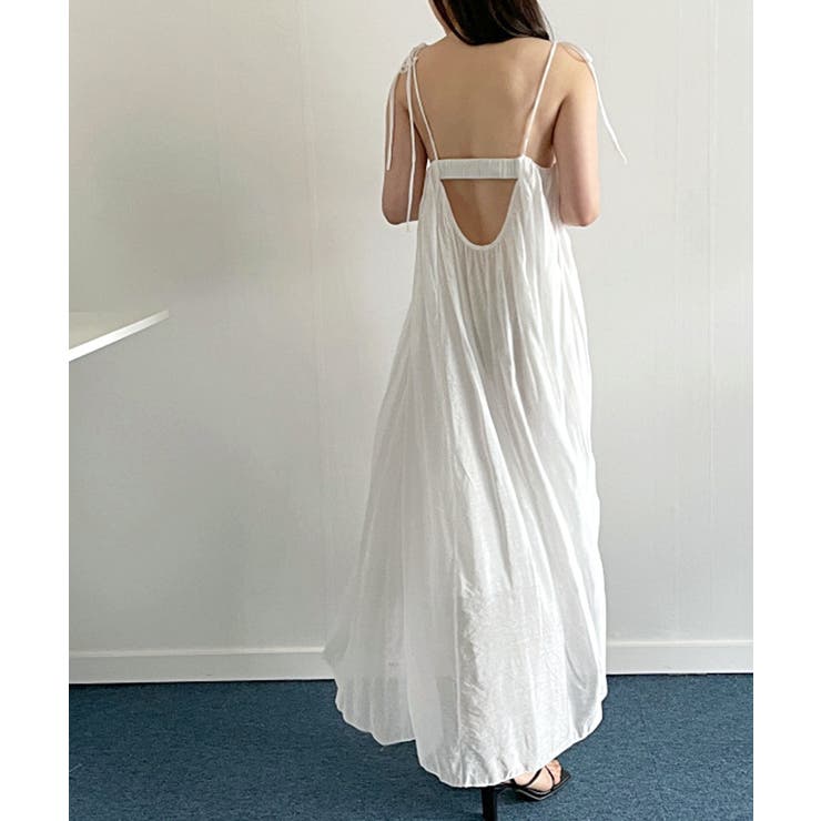 背中開きキャミロングワンピース バックオープン キャミソール