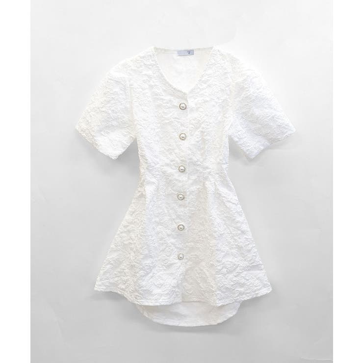 バックオープン花柄エンボスミニワンピース ウエスト見せ ジャガード | Riff | 詳細画像20 