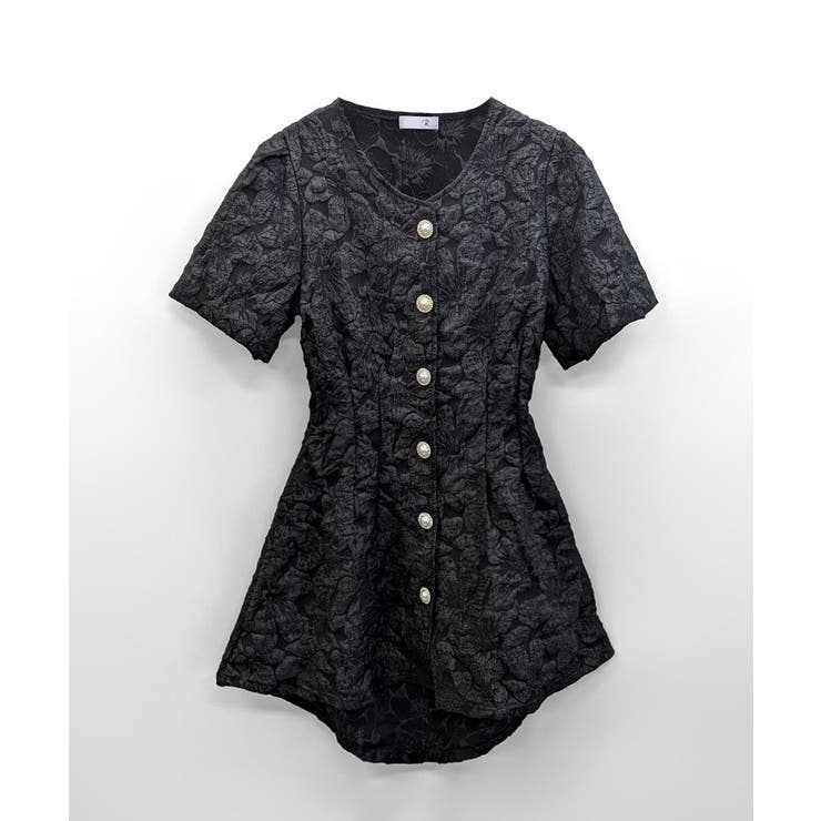 バックオープン花柄エンボスミニワンピース ウエスト見せ ジャガード | Riff | 詳細画像21 