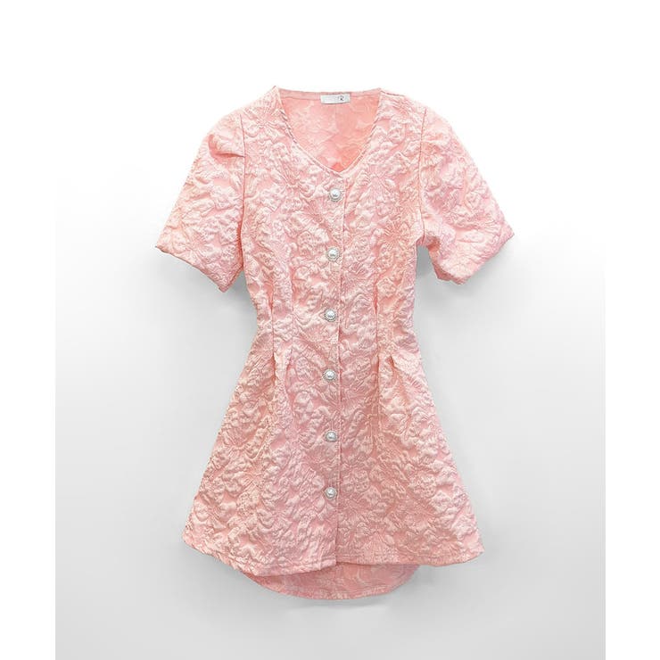 バックオープン花柄エンボスミニワンピース ウエスト見せ ジャガード | Riff | 詳細画像22 