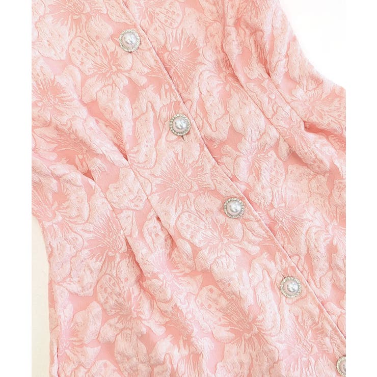 バックオープン花柄エンボスミニワンピース ウエスト見せ ジャガード | Riff | 詳細画像28 