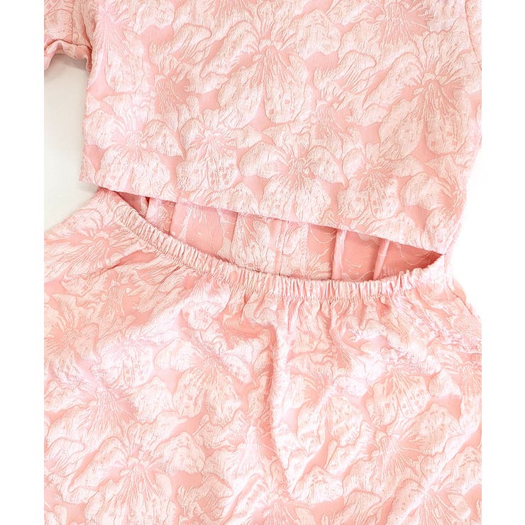 バックオープン花柄エンボスミニワンピース ウエスト見せ ジャガード | Riff | 詳細画像30 