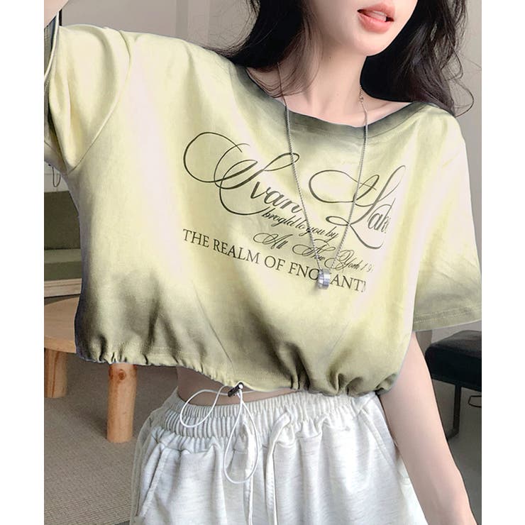 スプレー加工裾ドロストロゴプリントTシャツ ワンショル 英字プリント | Riff | 詳細画像10 