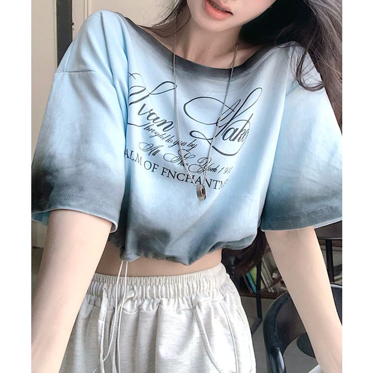 スプレー加工裾ドロストロゴプリントTシャツ ワンショル 英字プリント | Riff | 詳細画像18 