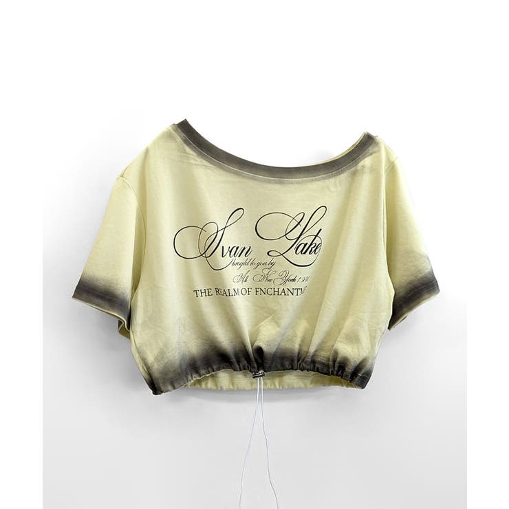 スプレー加工裾ドロストロゴプリントTシャツ ワンショル 英字プリント | Riff | 詳細画像20 