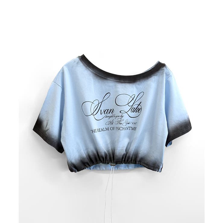 スプレー加工裾ドロストロゴプリントTシャツ ワンショル 英字プリント | Riff | 詳細画像21 