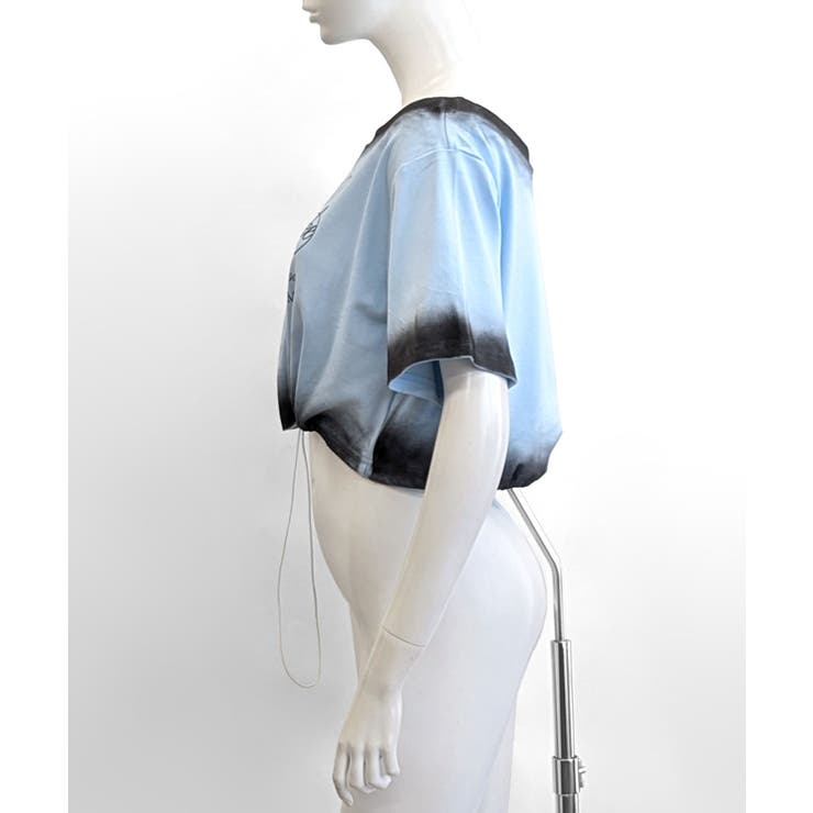 スプレー加工裾ドロストロゴプリントTシャツ ワンショル 英字プリント | Riff | 詳細画像23 