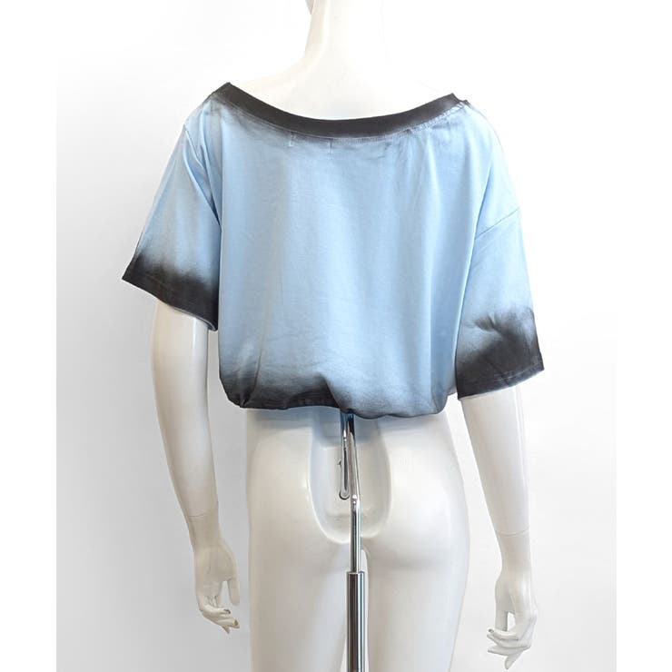 スプレー加工裾ドロストロゴプリントTシャツ ワンショル 英字プリント | Riff | 詳細画像24 