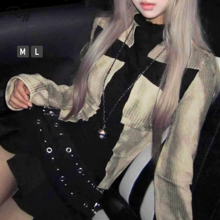 クロス切り替えロングTシャツ ロンT タイダイ | Riff | 詳細画像1 