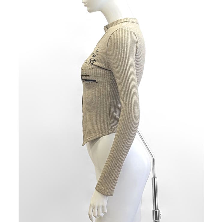 ネックベルトフロントジップ長袖トップス チョーカー プリント | Riff | 詳細画像19 