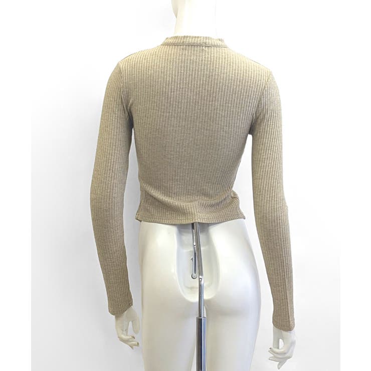 ネックベルトフロントジップ長袖トップス チョーカー プリント | Riff | 詳細画像20 