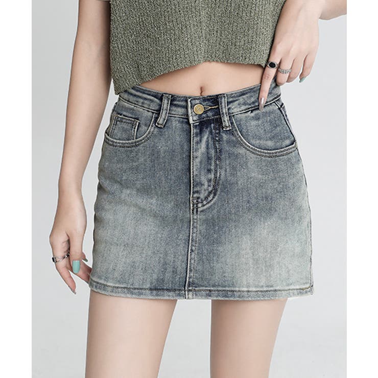 ライトブルー | デニムミニスカート インナーパンツ付き スカパン | Riff