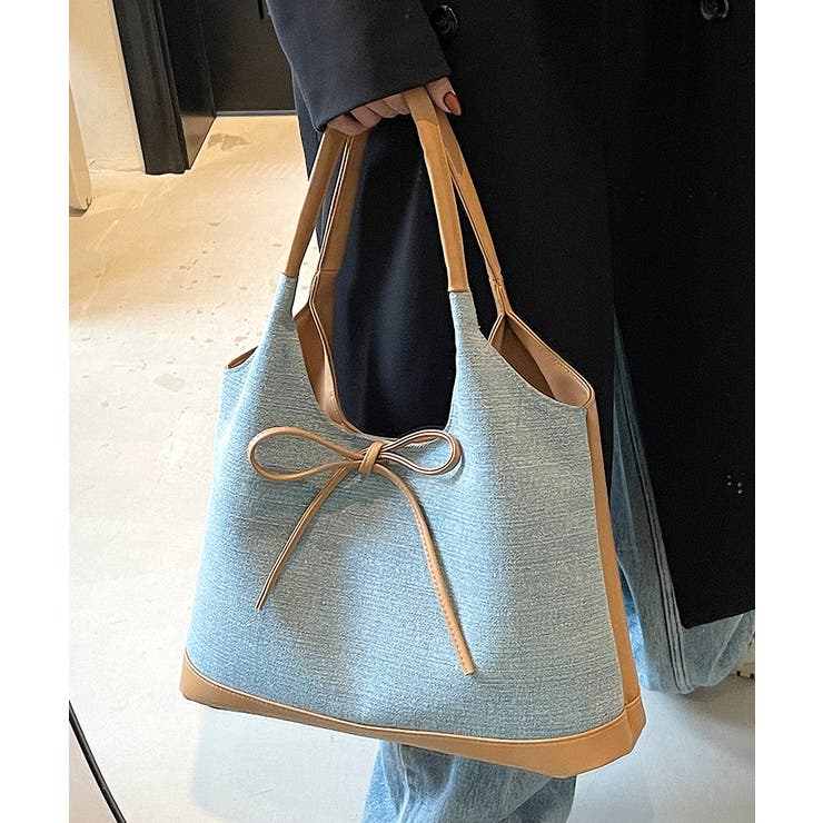 異素材切り替えトートバッグ リボン ハンドバッグ | Riff | 詳細画像10 