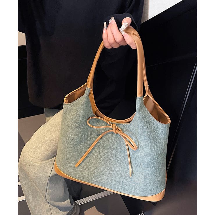 異素材切り替えトートバッグ リボン ハンドバッグ | Riff | 詳細画像11 