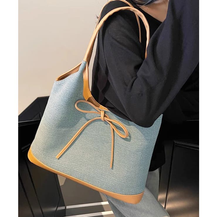 異素材切り替えトートバッグ リボン ハンドバッグ | Riff | 詳細画像12 