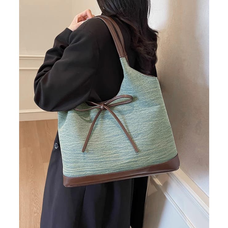 異素材切り替えトートバッグ リボン ハンドバッグ | Riff | 詳細画像18 