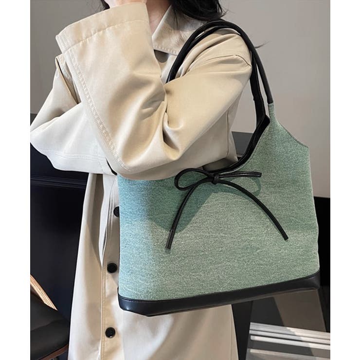 異素材切り替えトートバッグ リボン ハンドバッグ | Riff | 詳細画像2 
