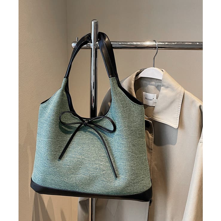 異素材切り替えトートバッグ リボン ハンドバッグ | Riff | 詳細画像4 