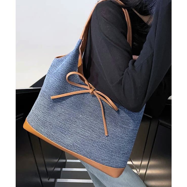 異素材切り替えトートバッグ リボン ハンドバッグ | Riff | 詳細画像6 