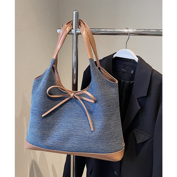 異素材切り替えトートバッグ リボン ハンドバッグ | Riff | 詳細画像8 