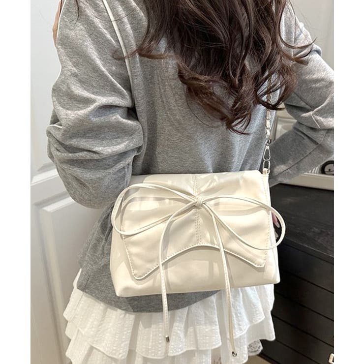 アイボリー | フロントリボンショルダーバッグ チェーンバッグ クラッチバッグ | Riff