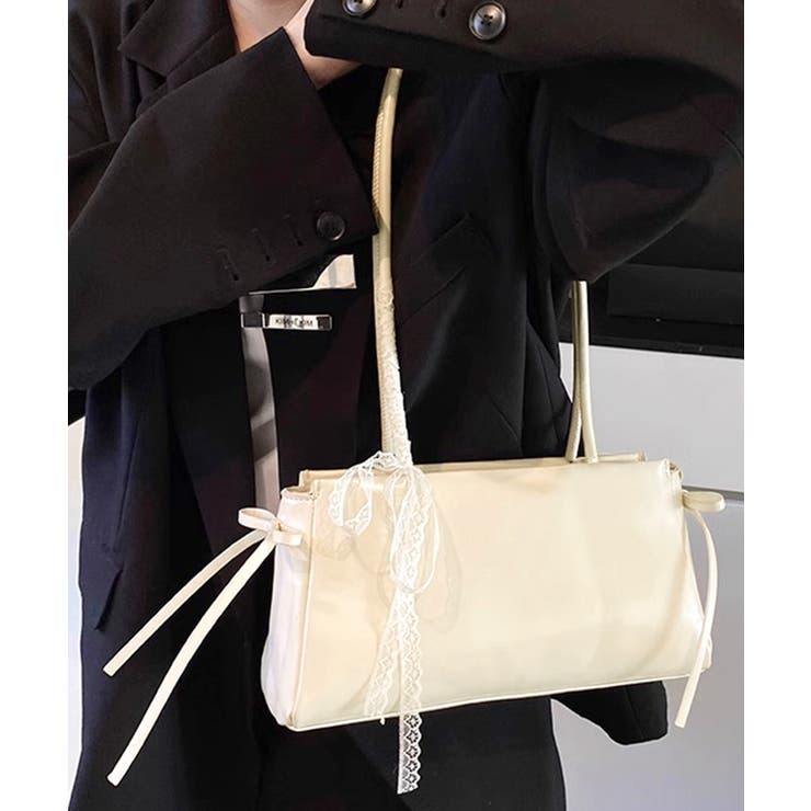アイボリー | レースリボンショルダーバッグ トートバッグ ハンドバッグ | Riff