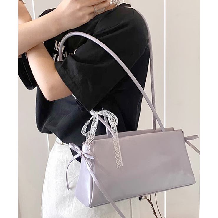 パープル | レースリボンショルダーバッグ トートバッグ ハンドバッグ | Riff