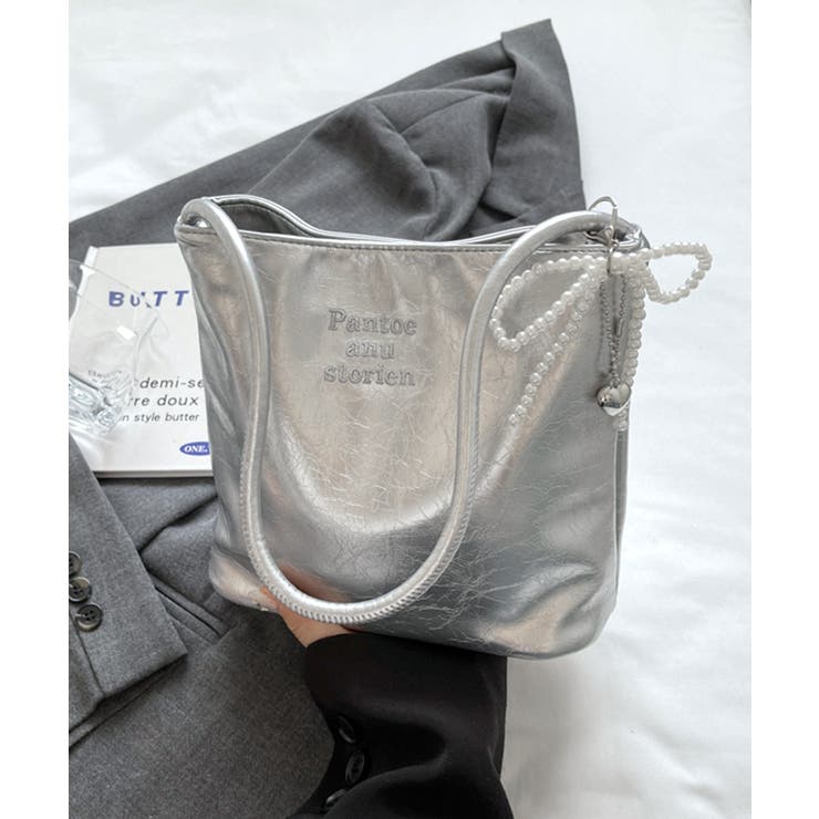 パールリボンチャーム付きショルダーバッグ トートバッグ ハンドバッグ | Riff | 詳細画像10 