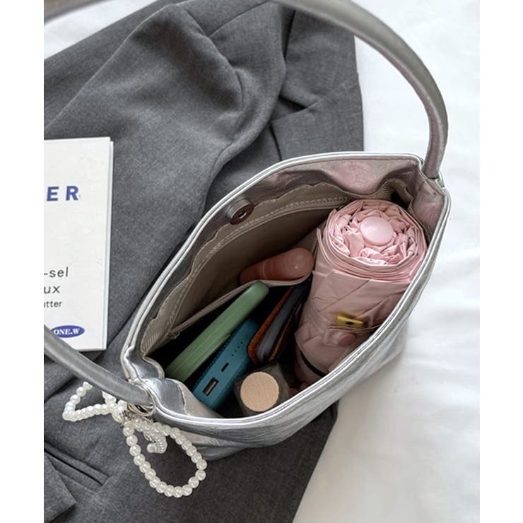 パールリボンチャーム付きショルダーバッグ トートバッグ ハンドバッグ | Riff | 詳細画像13 