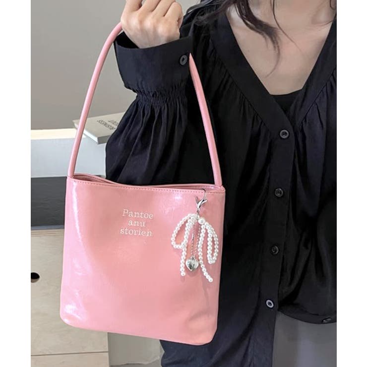 パールリボンチャーム付きショルダーバッグ トートバッグ ハンドバッグ | Riff | 詳細画像14 